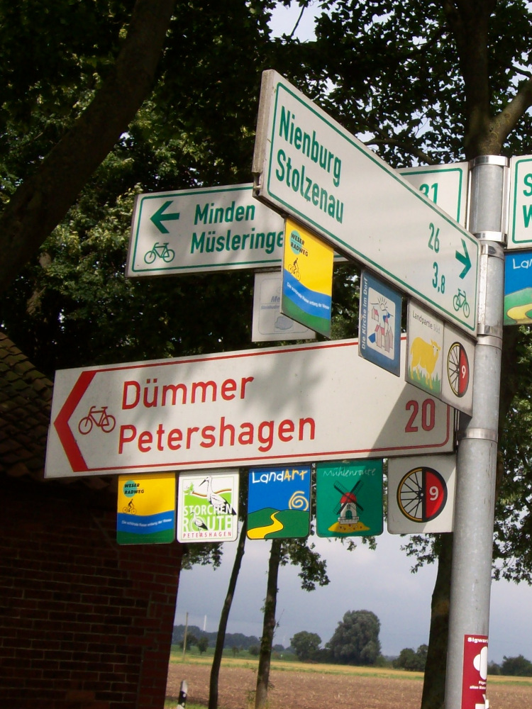 Hinweisschild Weser-Radweg